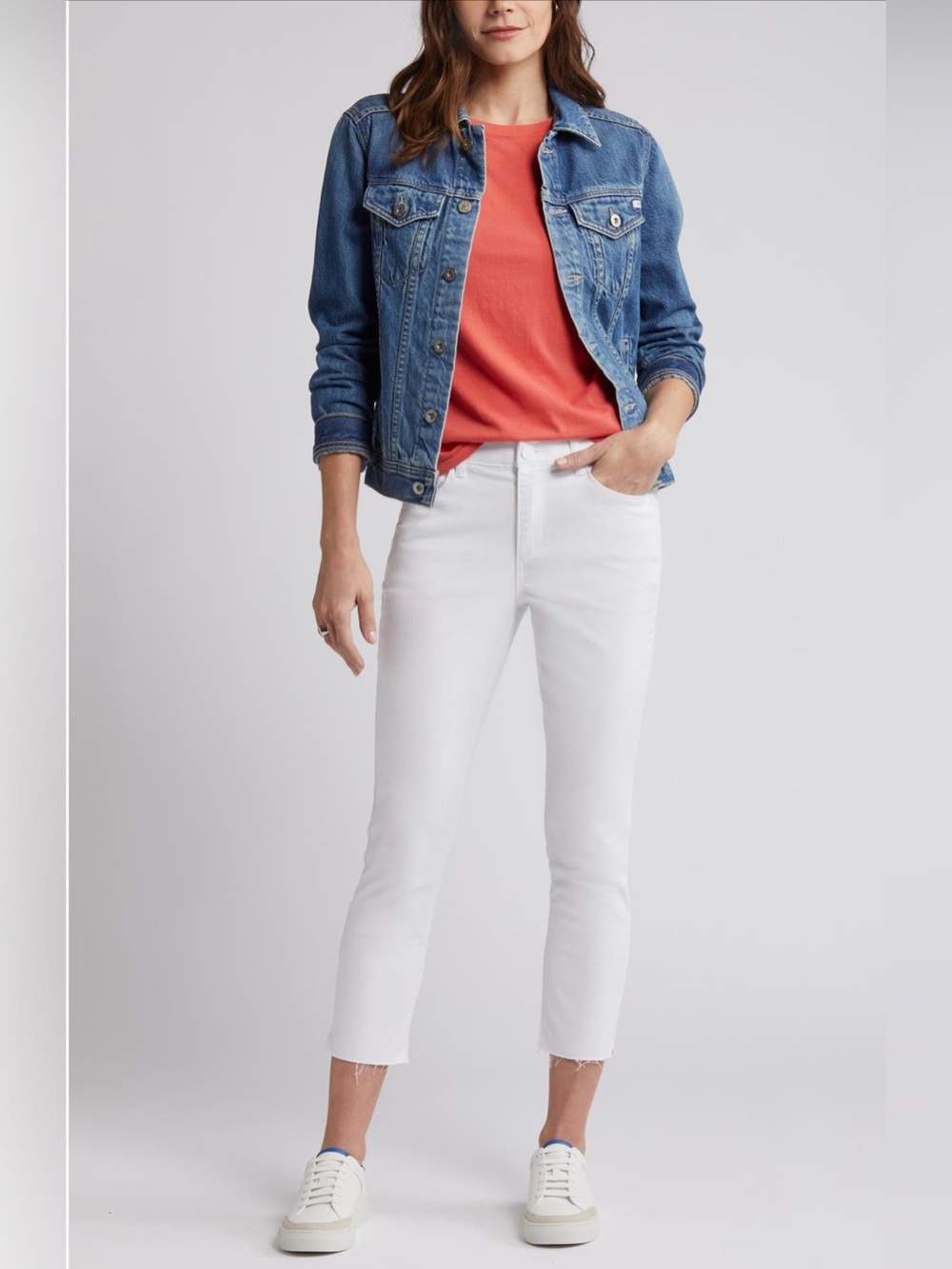 Wit & Wisdom Ab'Solution Raw Hem High Waist Crop Slim Jeans (petite)